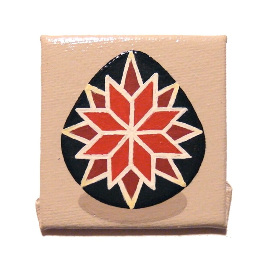 Patterned Egg Fridge Magnet - red and black decorated egg magnetic art