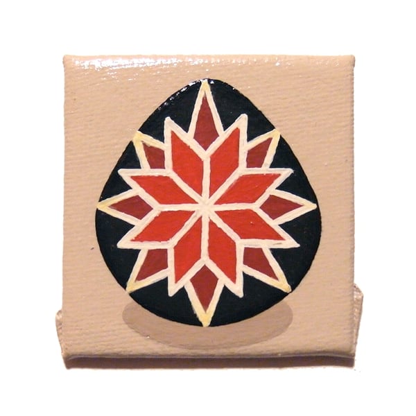 Patterned Egg Fridge Magnet - red and black decorated egg magnetic art