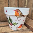 Christmas Robin Plant Pot