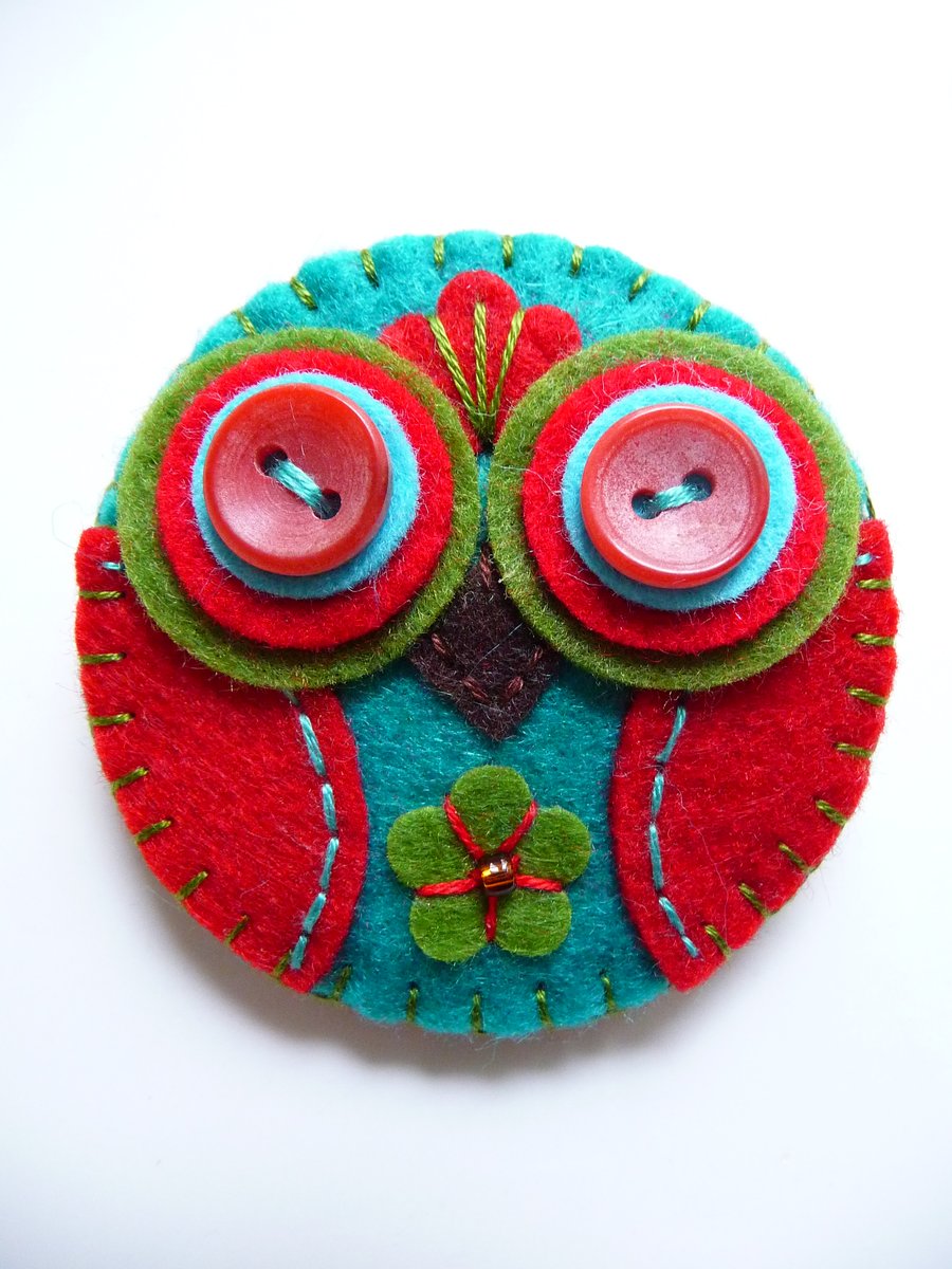 FB103 - Baby Owl Handmade Felt Brooch