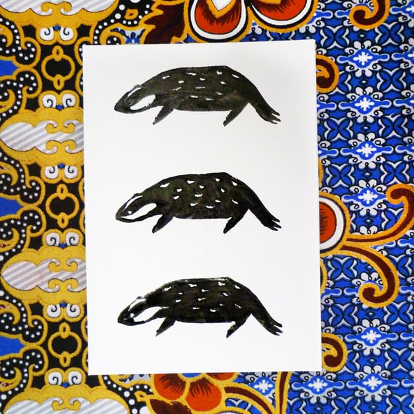 Free Postage - Lino Printed Badger Card