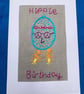 Happy hippie embroidered birthday card. - Image 1
