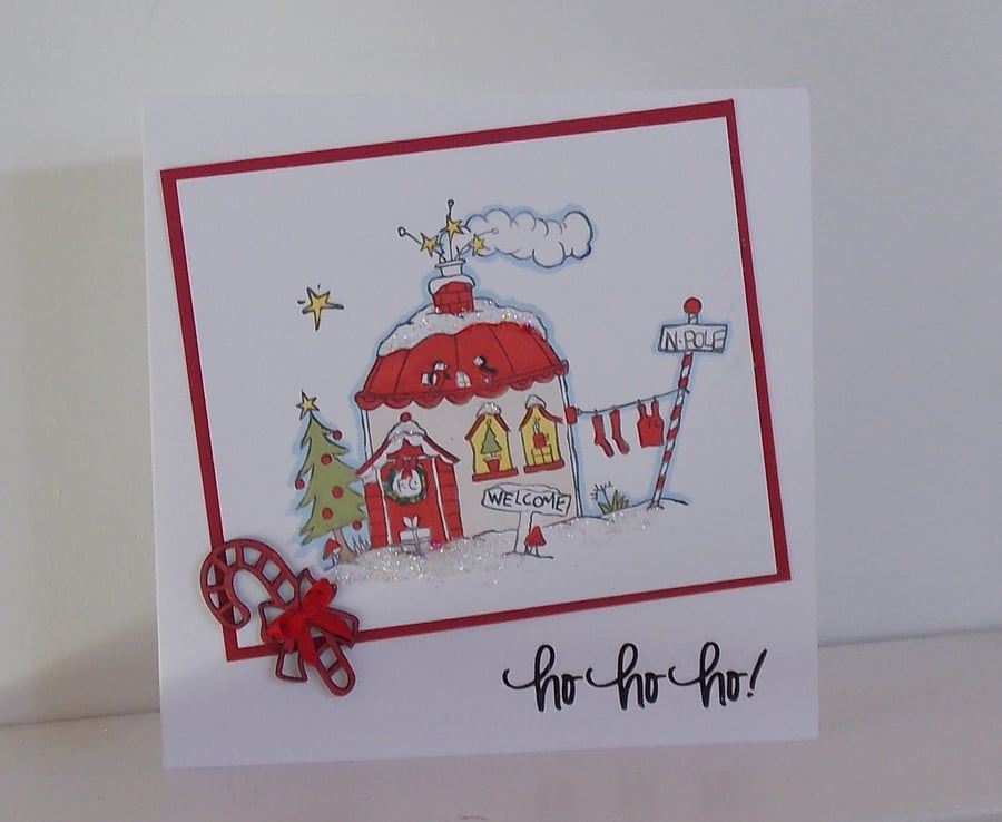 Santa At The North Pole Christmas Card