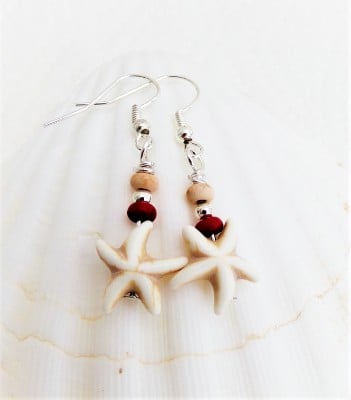 Summer Days 01 Howlite Starfish Earrings