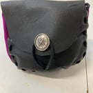 Pouch: Purple and Black coloured Leather (medieval style) - FREE SHIPPING
