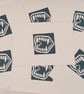 A6 Postcard, Vampire Fangs linocut, hand printed