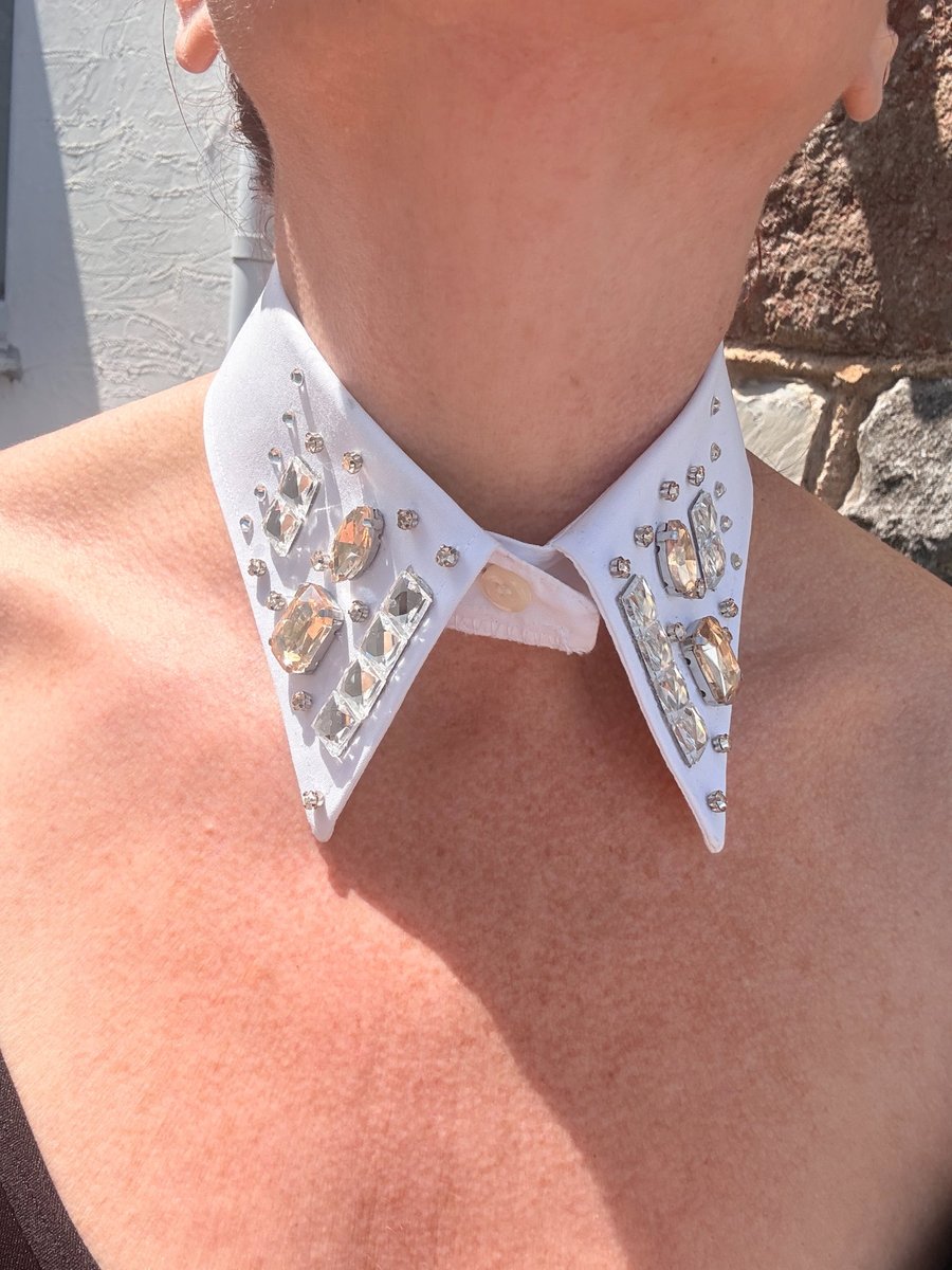 Luxe White & Champagne Detachable Statement Collar - Upcycled Neckcessory