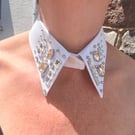 Luxe White & Champagne Detachable Statement Collar - Upcycled Neckcessory