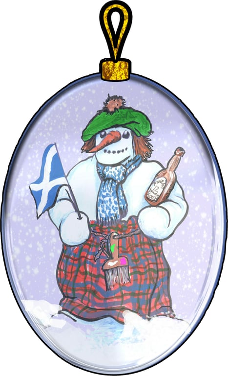 snow bauble snowman bottle sticker