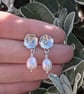 Handmade Floral Pearl Bridal Earrings, Delicate Silver Wedding Jewellery - Image 2