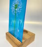 Dandelion fused glass art- candle screen 