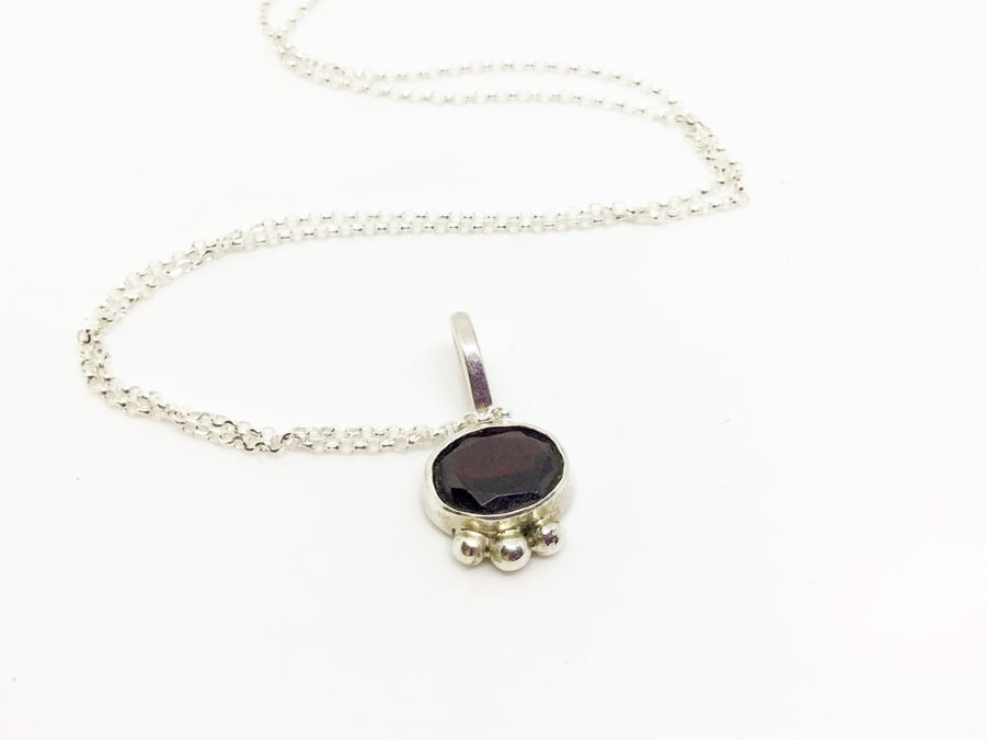Garnet Sterling Silver Handmade Pendant