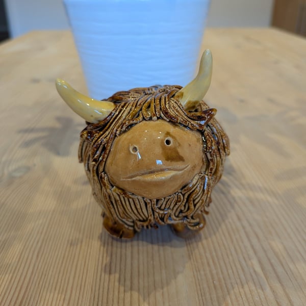 Ceramic highland cow, gift for animal lovers 