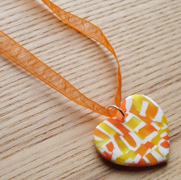Citrus Fizz Heart FIMO Polymer Clay Pendant