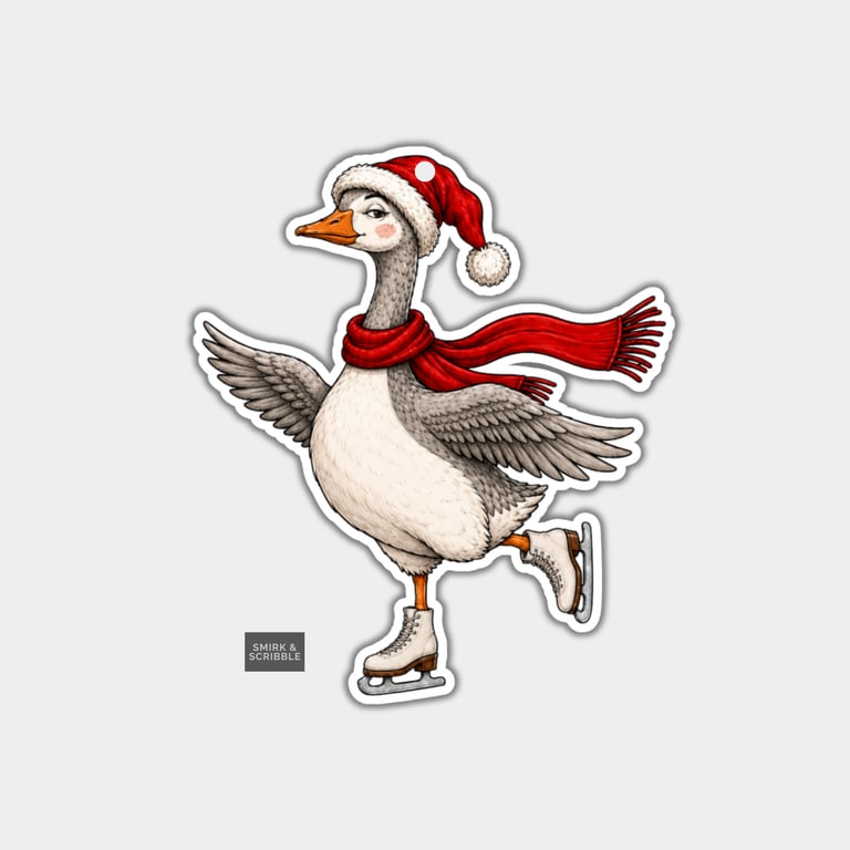 Unique Funny Christmas Gift Tags For Adults, 6pk - Skating Goose 