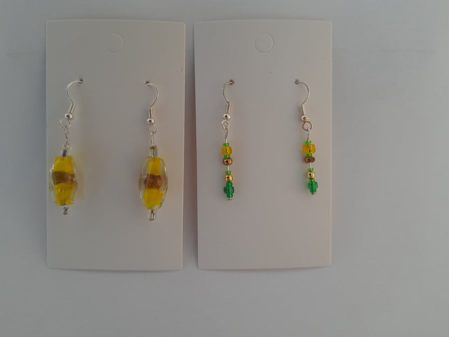 Set of 2 Handmade earrings for pierced ears