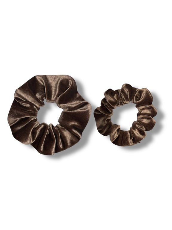 Set of 2 - Mocha Velvet Scrunchies - Regular & Large