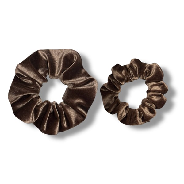 Set of 2 - Mocha Velvet Scrunchies - Regular & Large