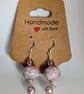 Pale Pink Art Glass Bead Earrings: Sterling Silver - Image 4