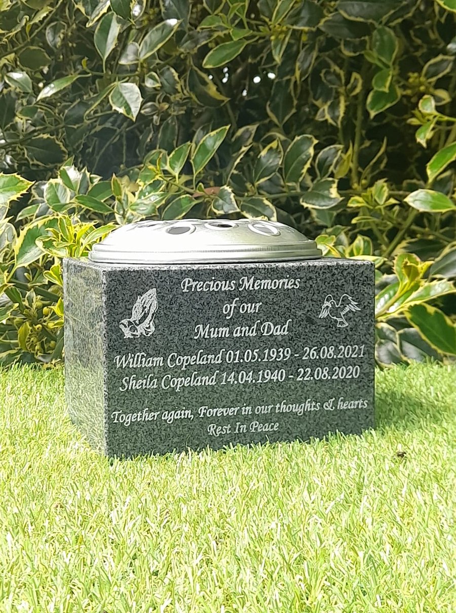 Personalised Granite Memorial Vase Grave Rose Bowl Grave Ornament Cemetery Vase