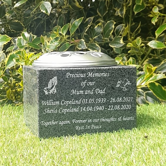 Personalised Granite Memorial Vase Grave Rose Bowl Grave Ornament Cemetery Vase