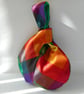 Silky satin Japanese knot bag in rainbow fabric - Image 1