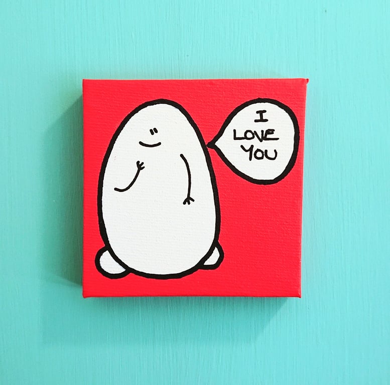 Sale! Seconds sale - I Love You - mini canvas