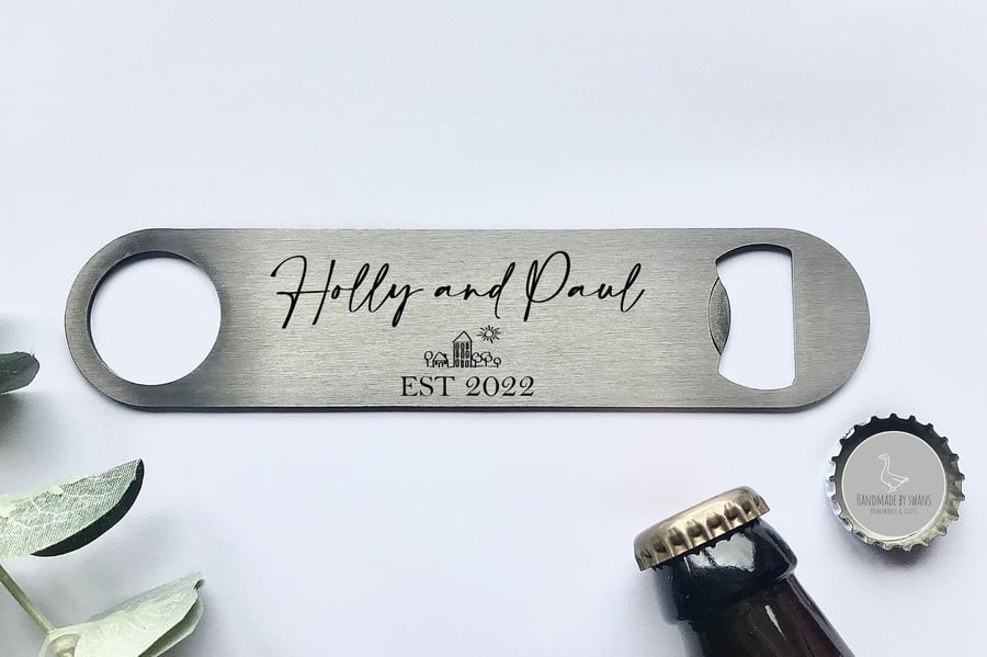 Personalised New home bottle opener, housewarming gift, new home beer bottle ope