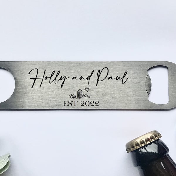Personalised New home bottle opener, housewarming gift, new home beer bottle ope