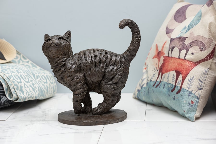 Standing Cat Animal Statue Bronze Resin Garden Sculpture