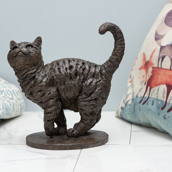 Standing Cat Animal Statue Bronze Resin Garden Sculpture