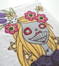 freemotion embroidered spring floral lady zombie A6 sketchbook notebook - Image 2