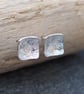 Studs, Sterling Silver Square Flower Stud Earrings, Daisy Design.  - Image 7