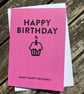 Vintage Typographic Style Birthday Card with Cake Graphic