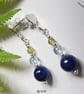Kyanite, Sky Blue Topaz e & Peridot Stud Style Sterling Silver Earrings 