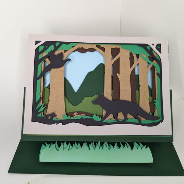 Forest Diorama Card -3d card fox in the forest