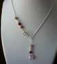 PINK & SILVER HEART, LARIAT DESIGN NECKLACE.  -  1010 - Image 4