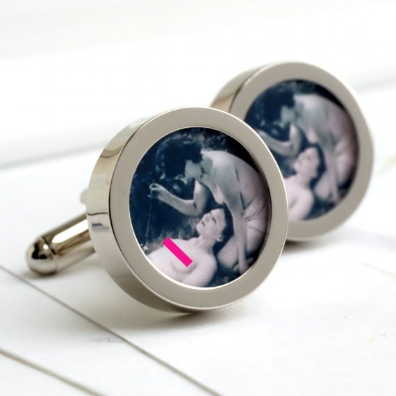  Vintage 1920s Erotic Nude Cufflinks - Naked Girls in the Garden