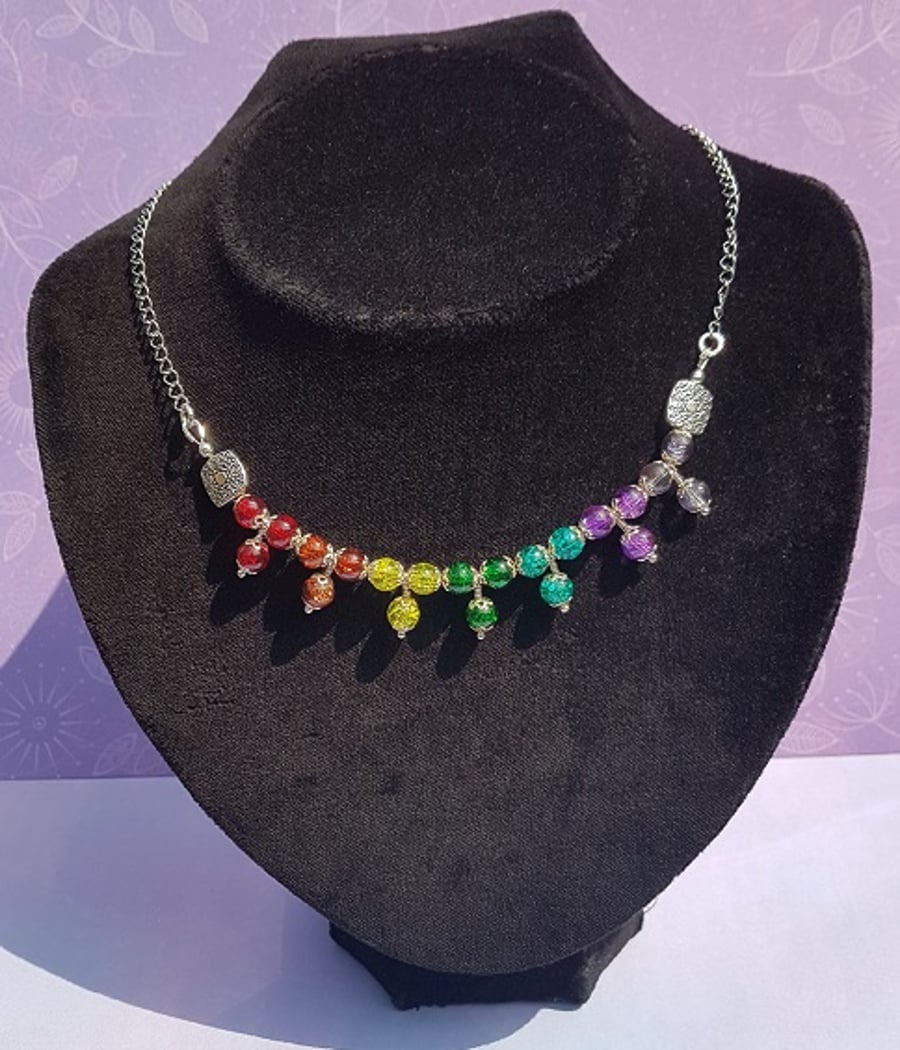 Gorgeous Rainbow Drops (Chakra Colours) necklace No1