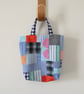 Irish Linen Patchwork Bag, Small Project Bag - Image 1