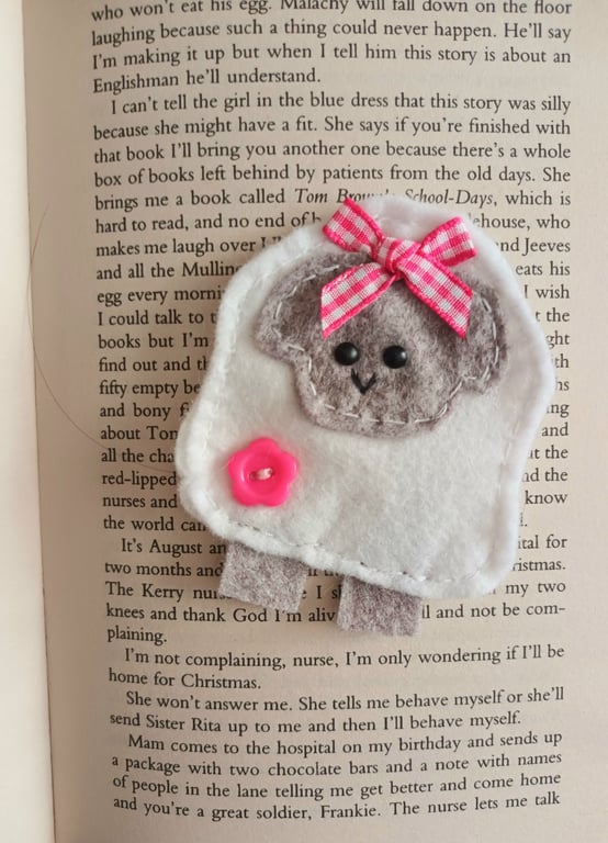 I love EWE (white) Spring lamb bookmark (pink)