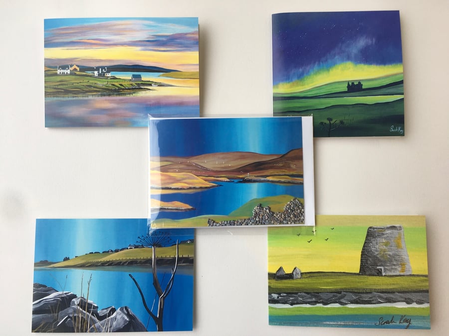 Shetland paintings printed cards, pack of 5.
