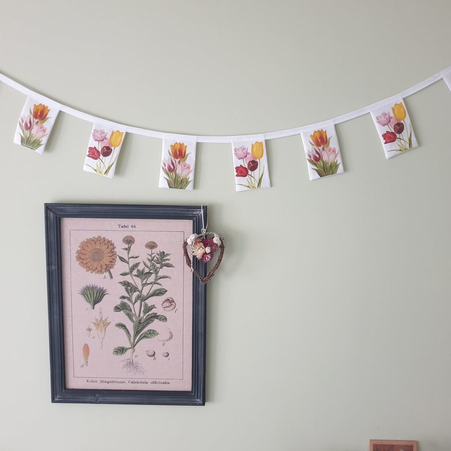 Tulip Flower Print Fabric Bunting Garland