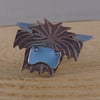 Copper and Sterling Silver Highland Cow Pin Brooch