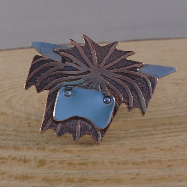 Copper and Sterling Silver Highland Cow Pin Brooch