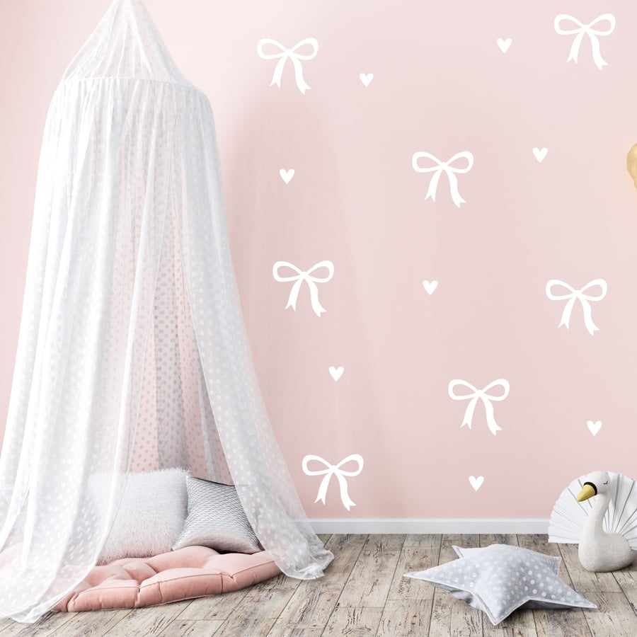 Bow and Heart Wall Decals