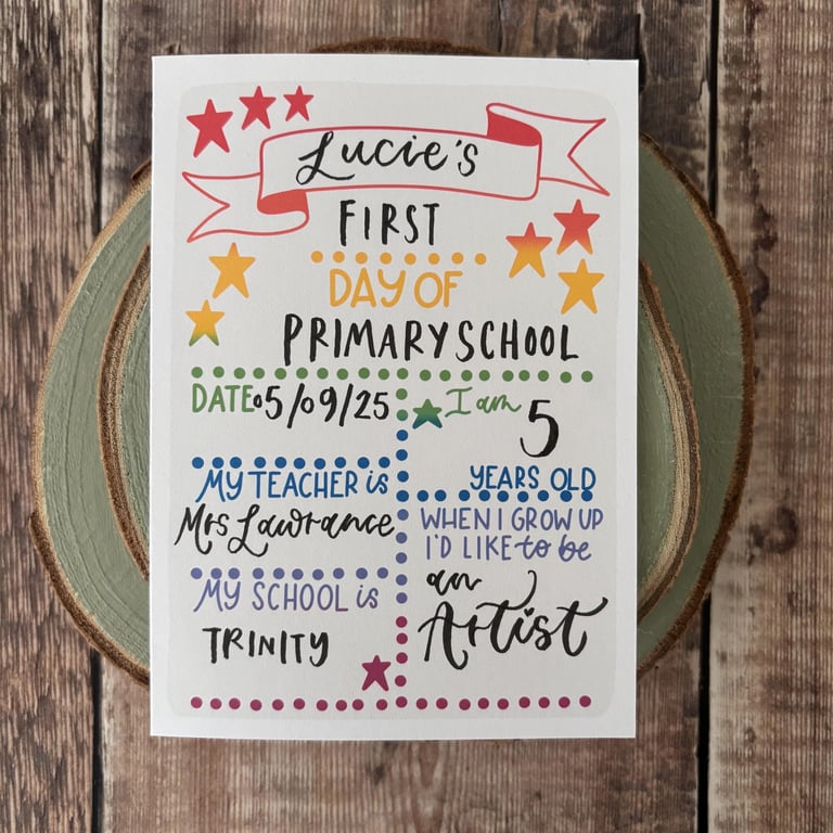 Personalisable First Day of School Greeting Card: Chalkboard Design