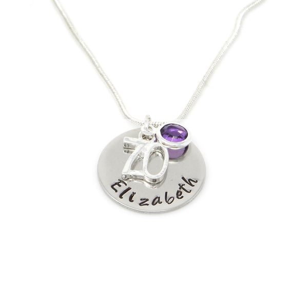 Personalised 70th Birthday Birthstone Necklace - Gift Boxed - Free Delivery