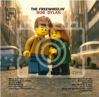 LEGO-Inspired Bob Dylan "The Freewheelin’ Bob Dylan" – 5x5" Mounted Print