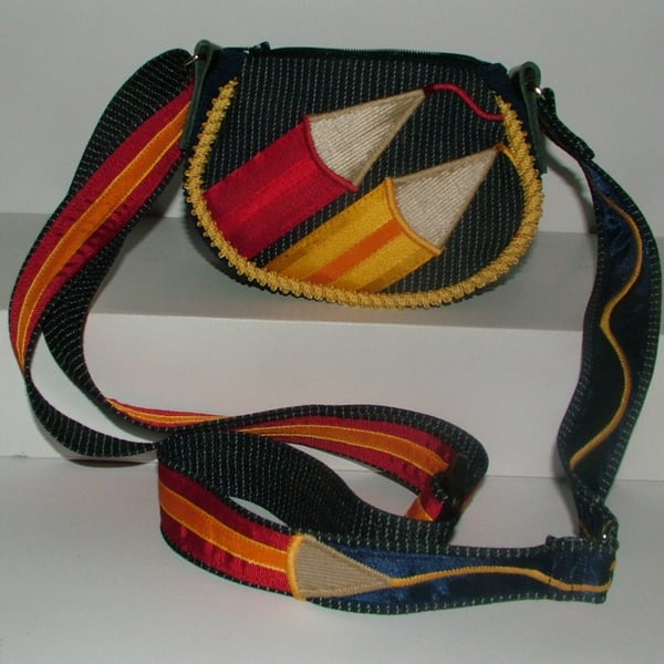 Red and Yellow Pencil purse with long adjustable strap